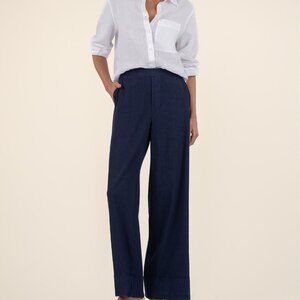 Kut from the Kloth Meg High Rise Linen Wide Leg Size LARGELARGE / Ink Blue